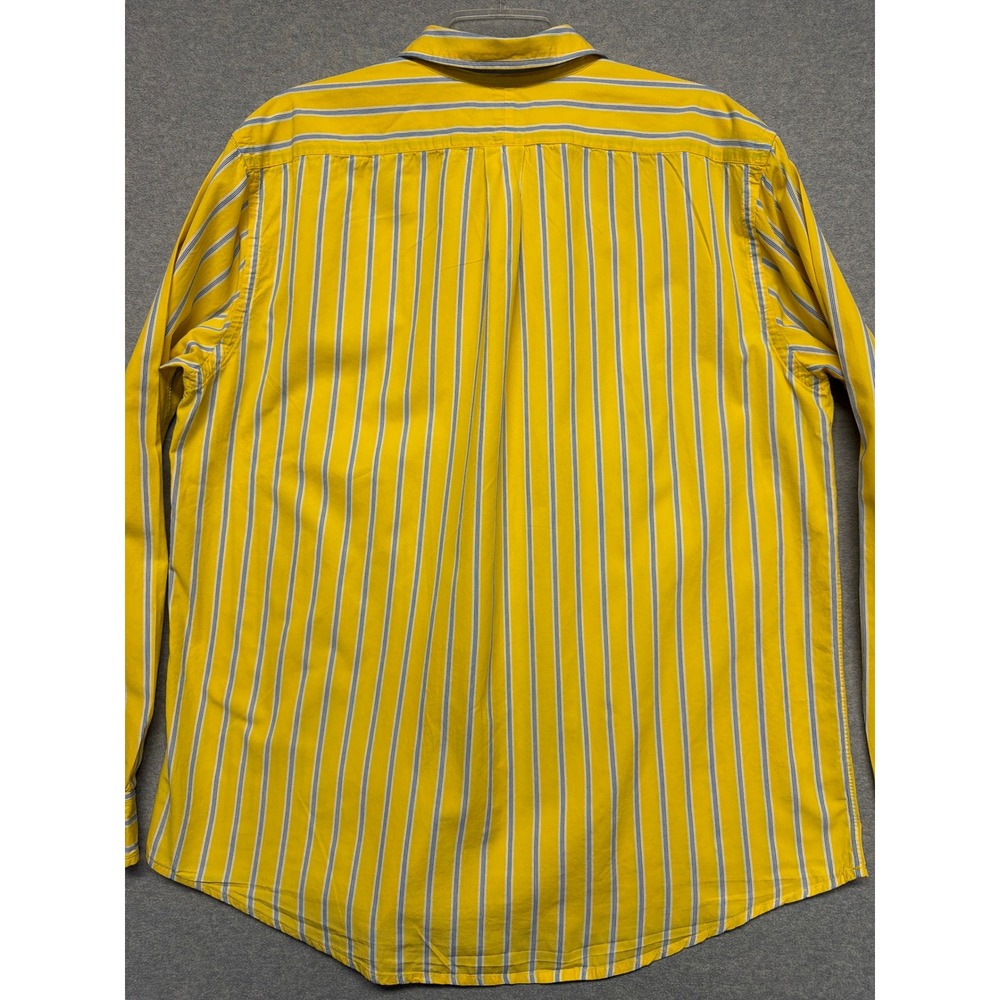 Ralph Lauren Jeans Co Mens XL Yellow Blue Striped Long Sleeve Button Down Shirt - Picture 2 of 12